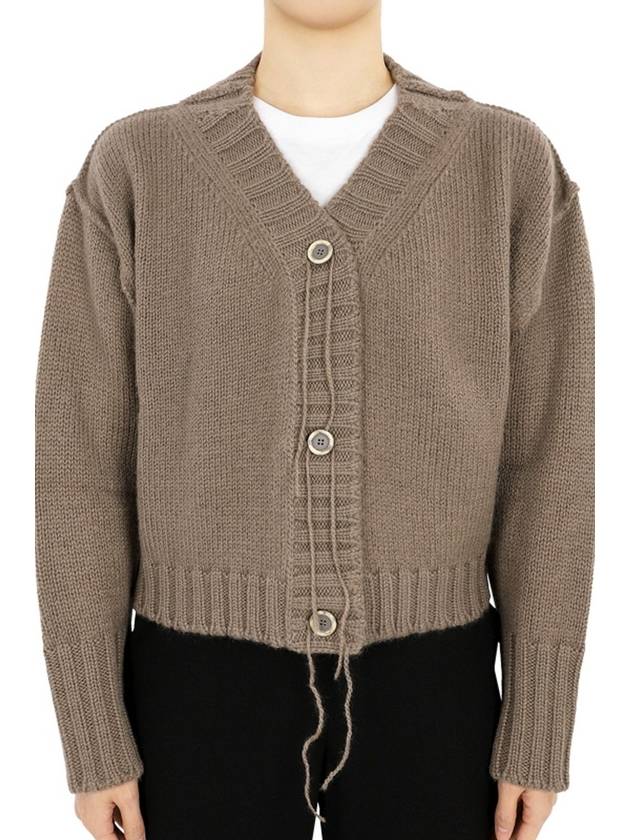 V-neck Button Cardigan Brown - ACNE STUDIOS - BALAAN 3