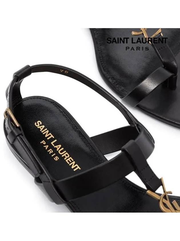 Cassandra Smooth Leather Flat Sandals Black - SAINT LAURENT - BALAAN 7