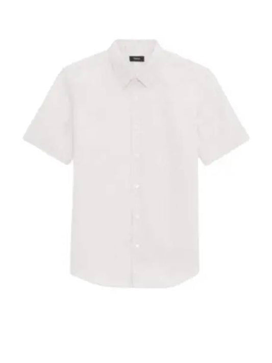 24 Irving Short Sleeve Shirt in Relaxed Linen N0373502 100 - THEORY - BALAAN 1