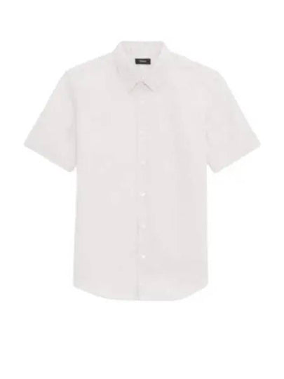 24 Irving Short Sleeve Shirt in Relaxed Linen N0373502 100 - THEORY - BALAAN 1