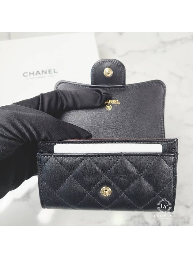 Classic Card Holder Lambskin Gold Black - CHANEL - BALAAN 6