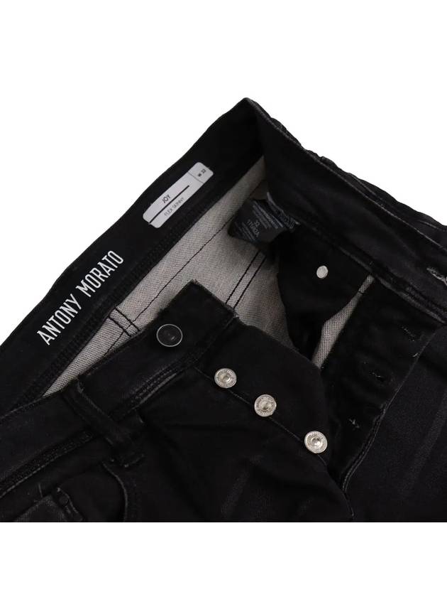 Slim fit washed button string black jeans JN102 - IKALOOOK - BALAAN 5