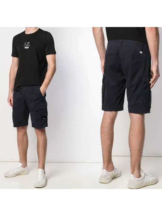 Men's Lens Bermuda Cargo Shorts Navy - CP COMPANY - BALAAN.