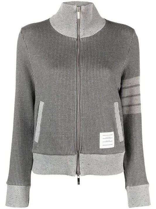 Women's 4-Bar Funnel-Neck Zip-Up Jacket Grey - THOM BROWNE - BALAAN 2