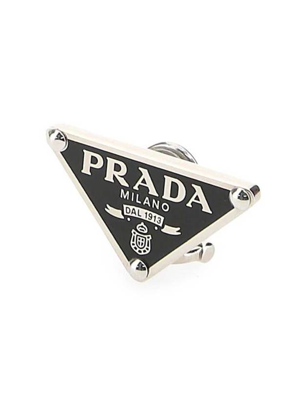 Triangle Logo Clip Single Earring Silver - PRADA - BALAAN 3