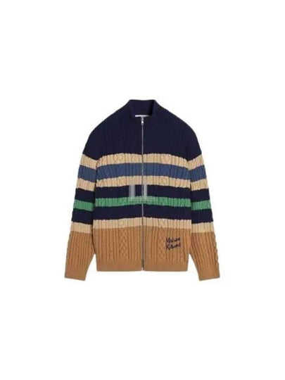 Striped Cable Zipper Cardigan - MAISON KITSUNE - BALAAN 2