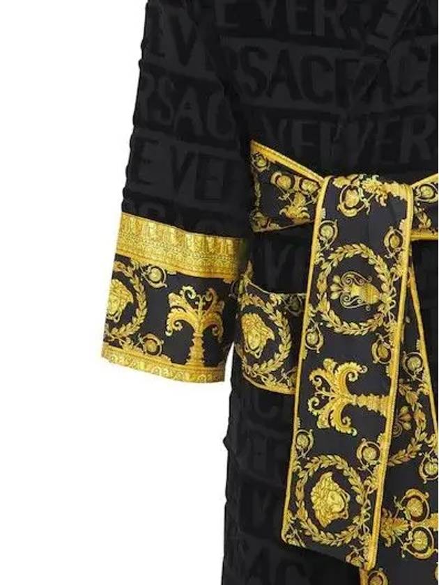 Baroque Pattern Bathrobe Lounge Wear Black - VERSACE - BALAAN 3