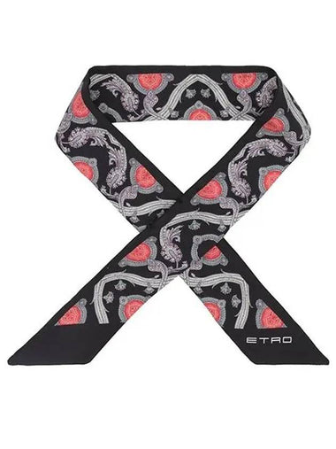 Floral Paisley Print Twilly Silk Scarf Black - ETRO - BALAAN 1