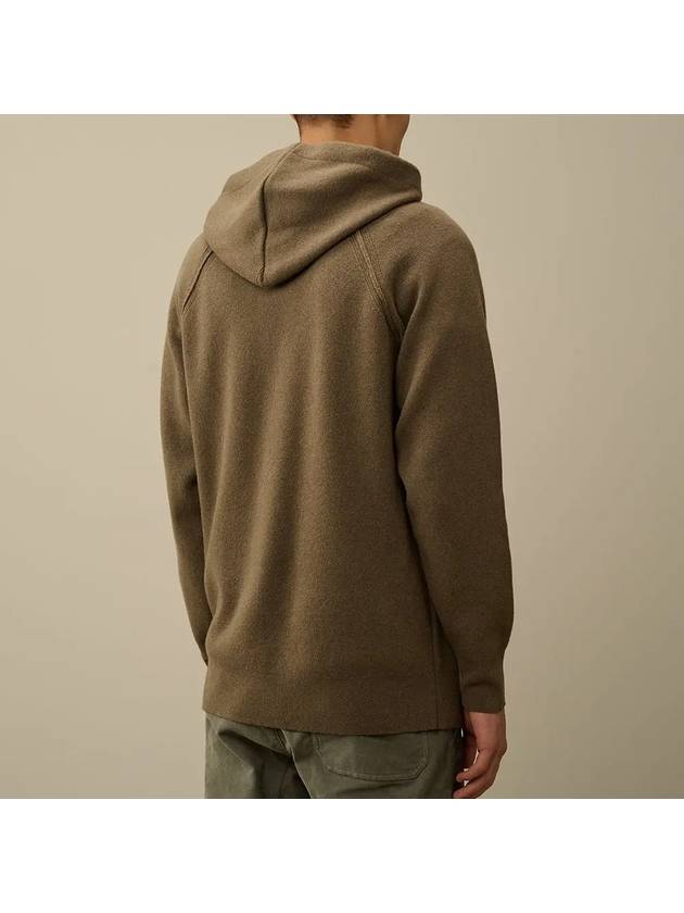 Lambswool GRS Hooded Waffle Knit Top Beige - CP COMPANY - BALAAN 4