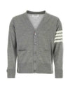 Men's Sustainable Classic Diagonal Wool Cardigan Pale Grey - THOM BROWNE - BALAAN 2