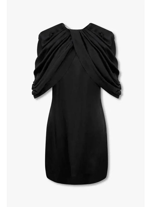 STELLA McCARTNEY DRAPED SATIN MINI DRESS BLACK - STELLA MCCARTNEY - BALAAN 1