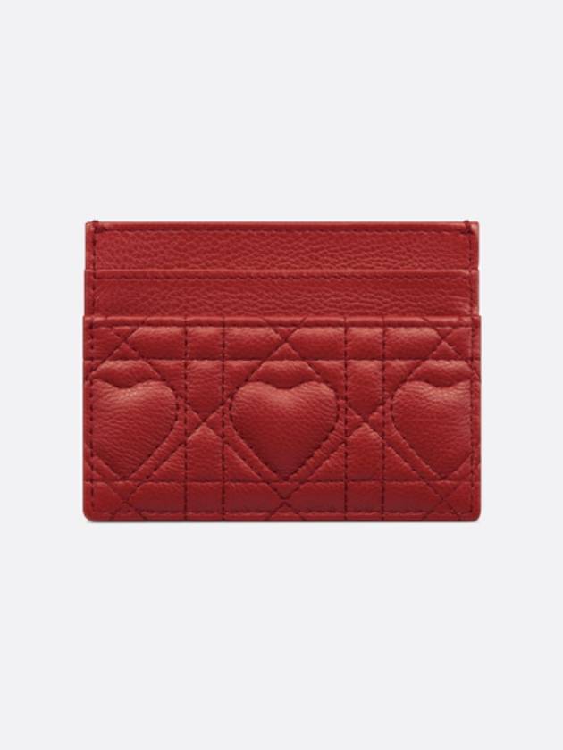 Caro Heart Motif Cannage Five Slot Card Wallet Red - DIOR - BALAAN 3