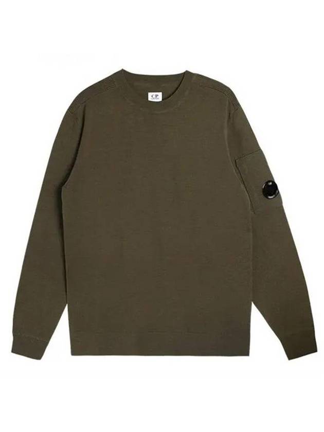 Men's Lens Wool Regular Fit Knit Top Khaki - CP COMPANY - BALAAN.