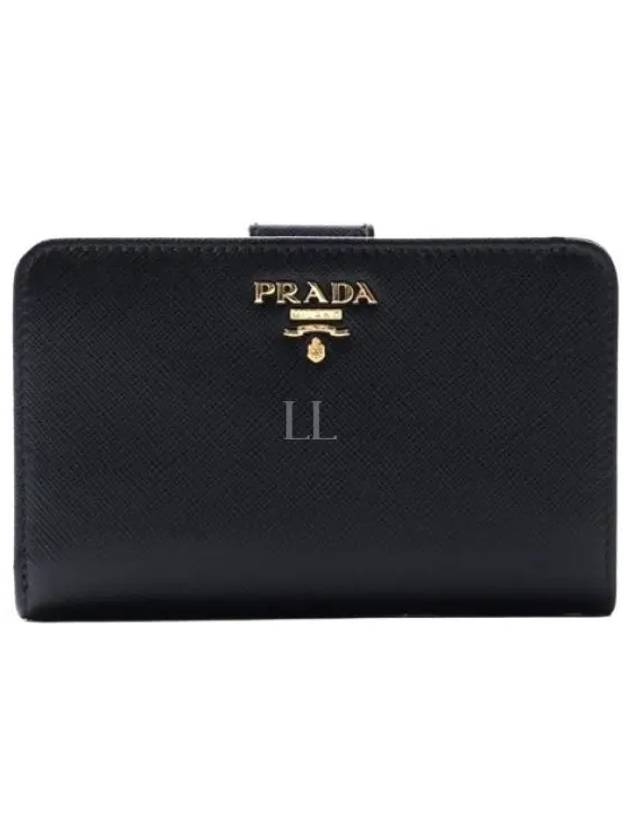 Saffiano Triangular Logo Medium Wallet Black - PRADA - BALAAN 2