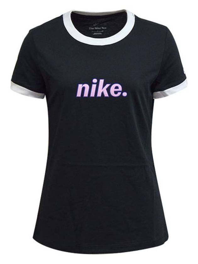 Women's Ringer Short Sleeve T-Shirt Black - NIKE - BALAAN 1