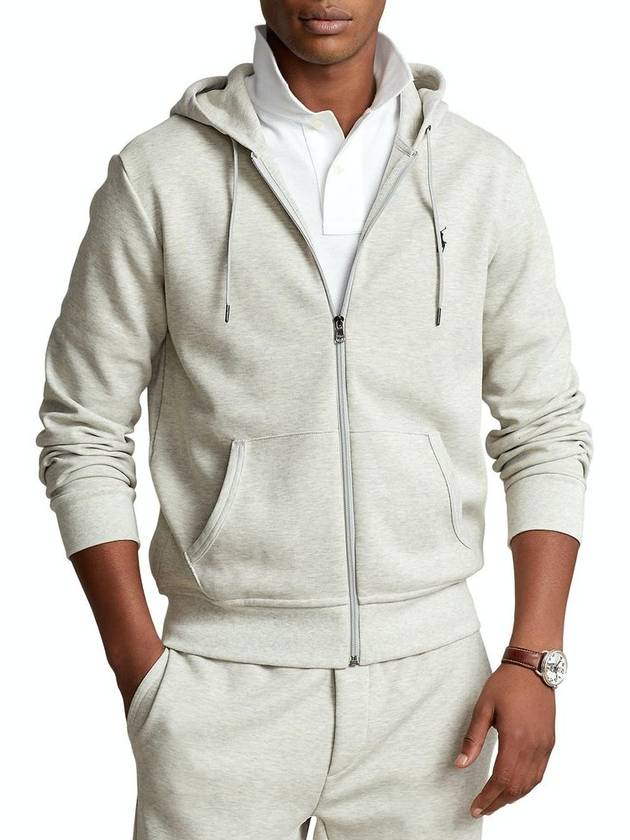 Embroidered Logo Zip Up Hoodie Grey - POLO RALPH LAUREN - BALAAN 2