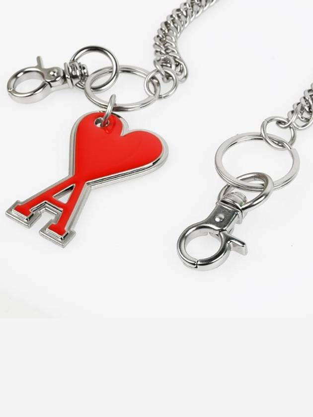 Logo Charm Chain Keyring Red - AMI - BALAAN 4