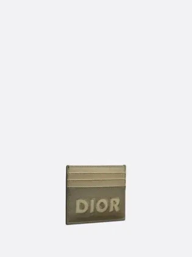 Logo Smooth Leather Card Wallet Khaki Green - DIOR - BALAAN 3