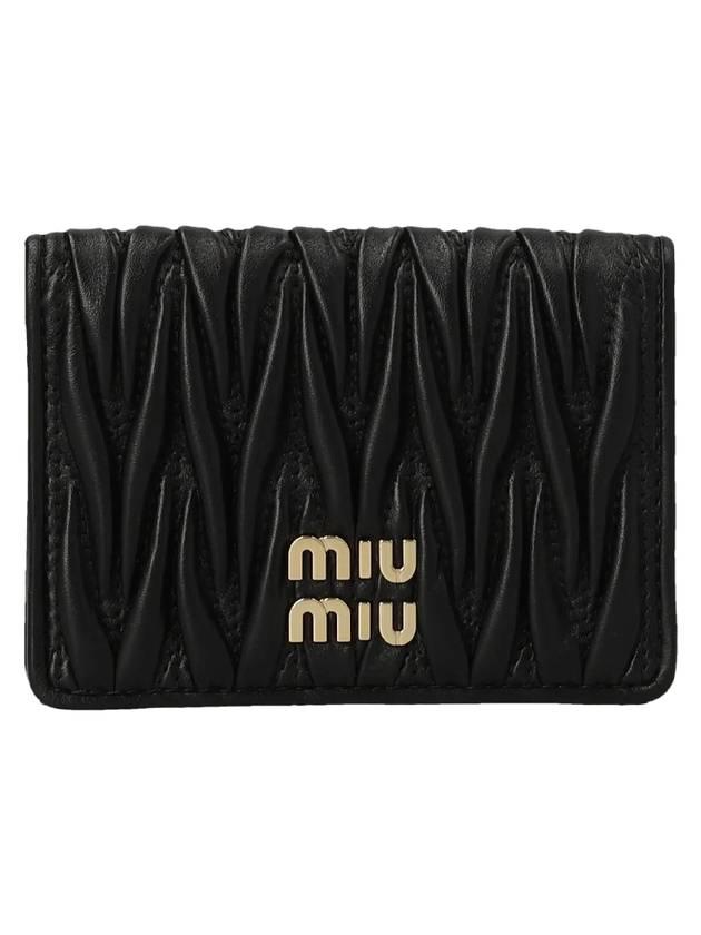 Matelasse Nappa Leather Card Wallet Black - MIU MIU - BALAAN 1