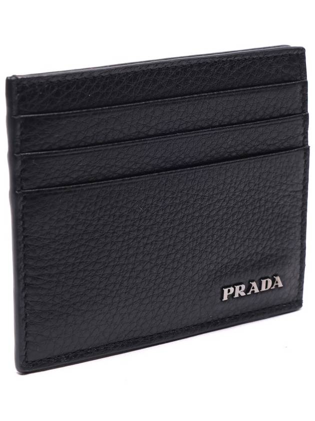 Vitello Metal Logo Calfskin Card Wallet Black - PRADA - BALAAN 4