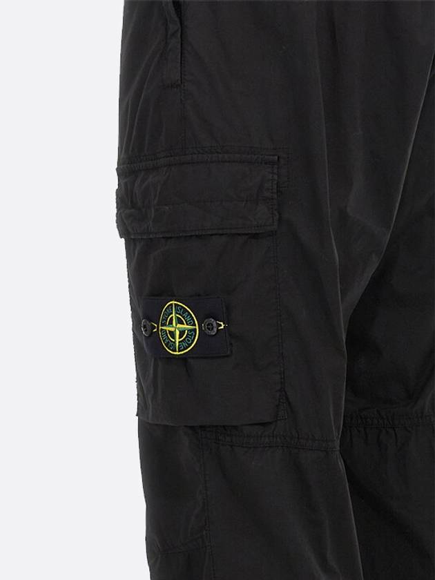 Stretch Cotton Tela Paracadute Straight Pants Black - STONE ISLAND - BALAAN 4