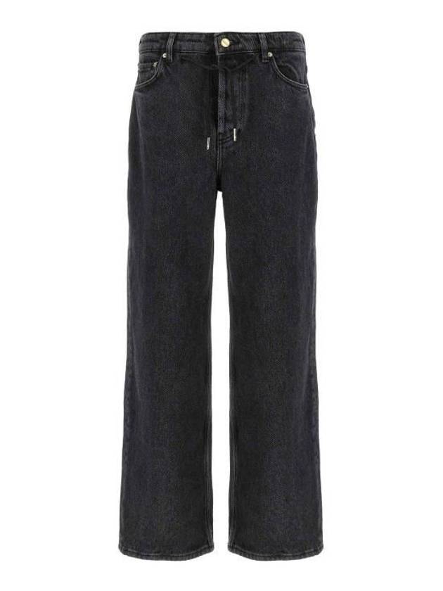 Drawstring Straight Jeans Black - GANNI - BALAAN 2