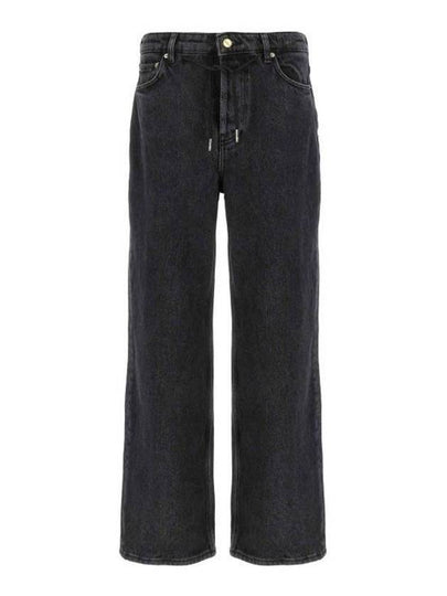 Drawstring Straight Jeans Black - GANNI - BALAAN 2