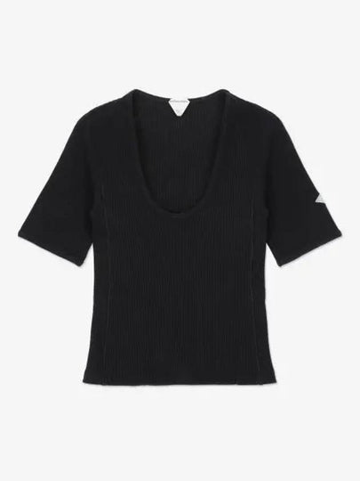 Women s Short Sleeve T Shirt Bottega Veneta Top With A Logo Patch Black - BOTTEGA VENETA - BALAAN 2