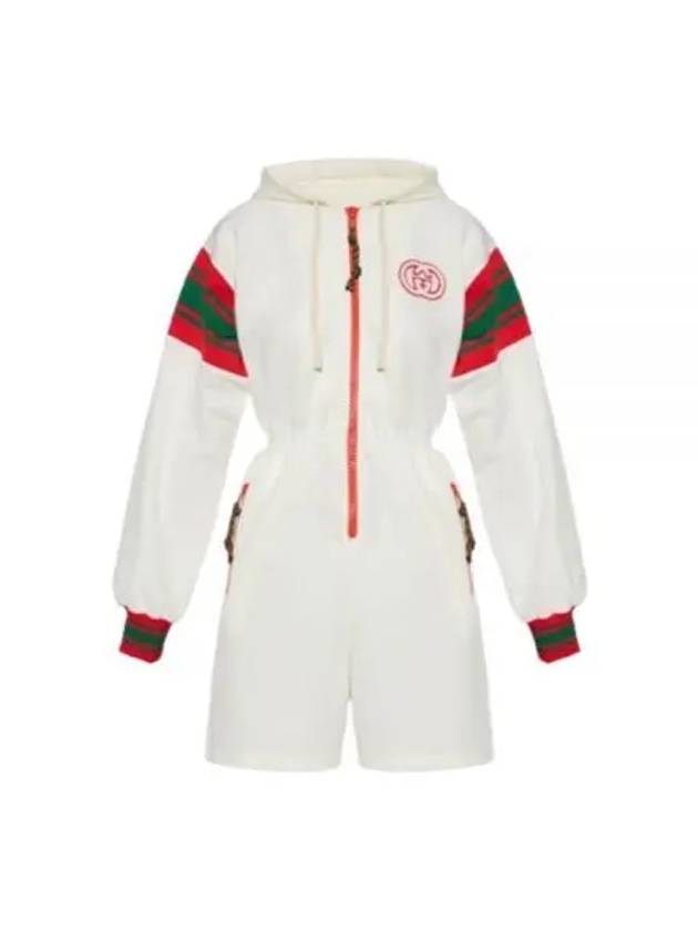 Interlocking G Logo Jersey Zipped Jumpsuit Ivory - GUCCI - BALAAN 2