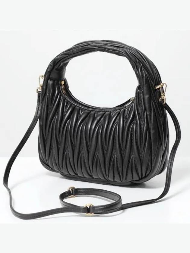 Wander Materasse Nappa Leather Mini Hobo Tote Bag Black - MIU MIU - BALAAN 9