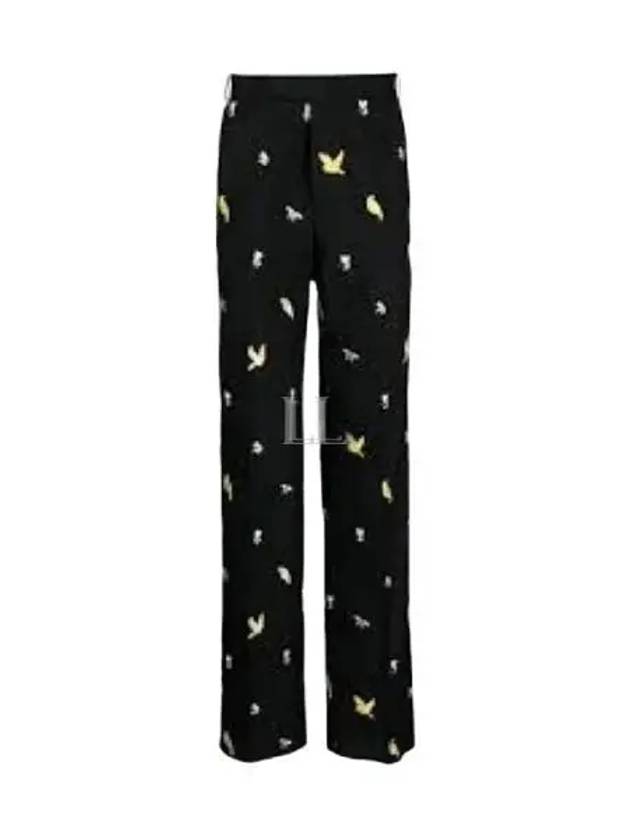 Birds And Bees Embroidered Straight Pants Black - THOM BROWNE - BALAAN 2