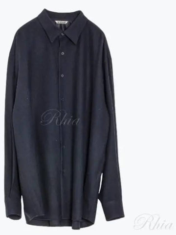 Airy Wool Biyella Shirt A23AS03VT Dark Navy - AURALEE - BALAAN 1