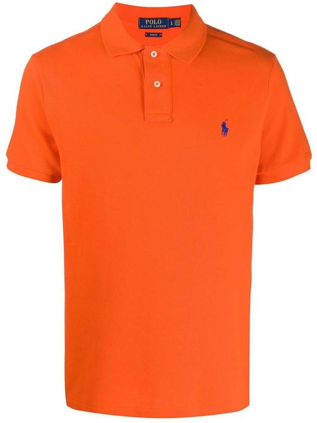 Men's Blue Embroidered Logo Short Sleeve PK Shirt Orange - POLO RALPH LAUREN - BALAAN 2