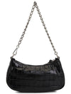 Le Cagol Mini Silver Chain Crocodile Shoulder Bag Black - BALENCIAGA - BALAAN 5