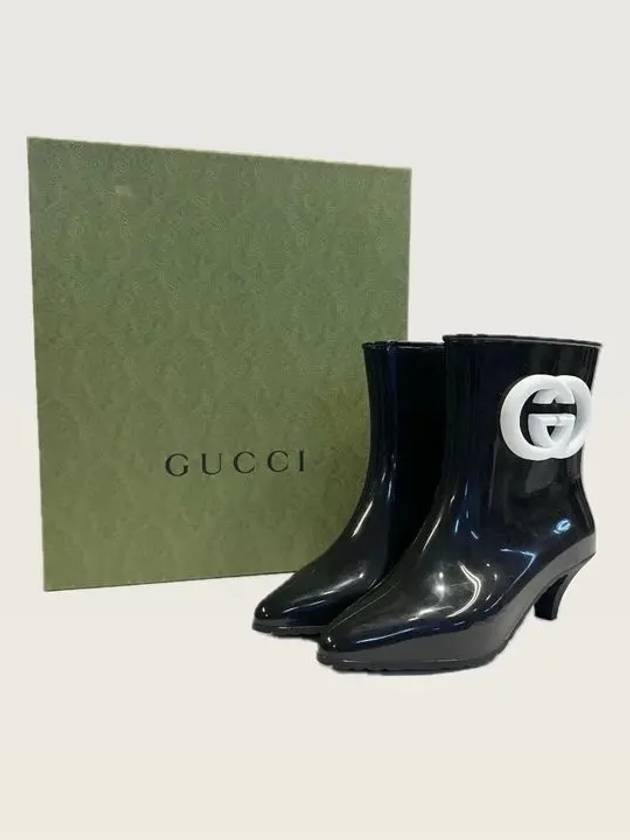 Interlocking G Shiny Rubber Ankle Middle Boots Black - GUCCI - BALAAN 2