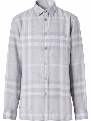 Check Long Sleeve Shirt Grey - BURBERRY - BALAAN 1