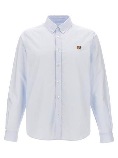 Fox Head Embroidery Long Sleeve Shirt Blue - MAISON KITSUNE - BALAAN 1