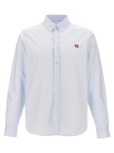 Fox Head Embroidery Long Sleeve Shirt Blue - MAISON KITSUNE - BALAAN 1