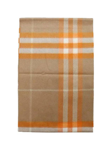 Classic Check Cashmere Scarf Camel Orange - BURBERRY - BALAAN.