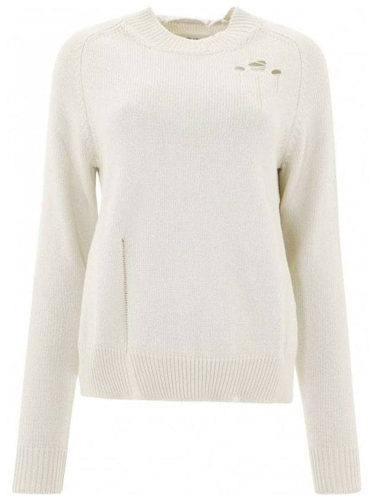 Distress Effect Raglan Slit Knit Top Ivory - MAISON MARGIELA - BALAAN 1