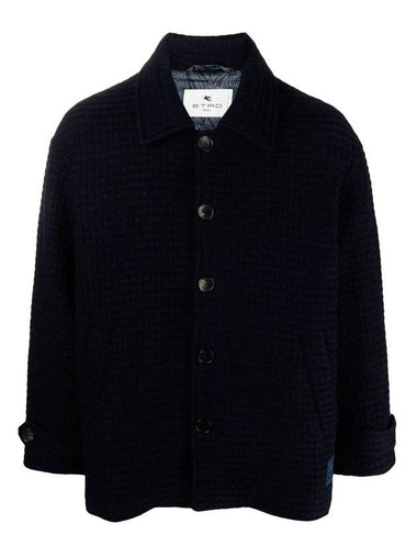 button-down virgin wool jacket navy - ETRO - BALAAN 1