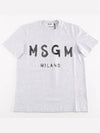 Women's Logo Print Short Sleeve T-Shirt Grey - MSGM - BALAAN 2