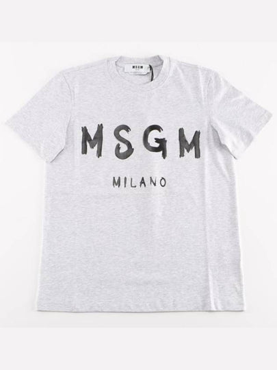 Women's Logo Print Short Sleeve T-Shirt Grey - MSGM - BALAAN 2