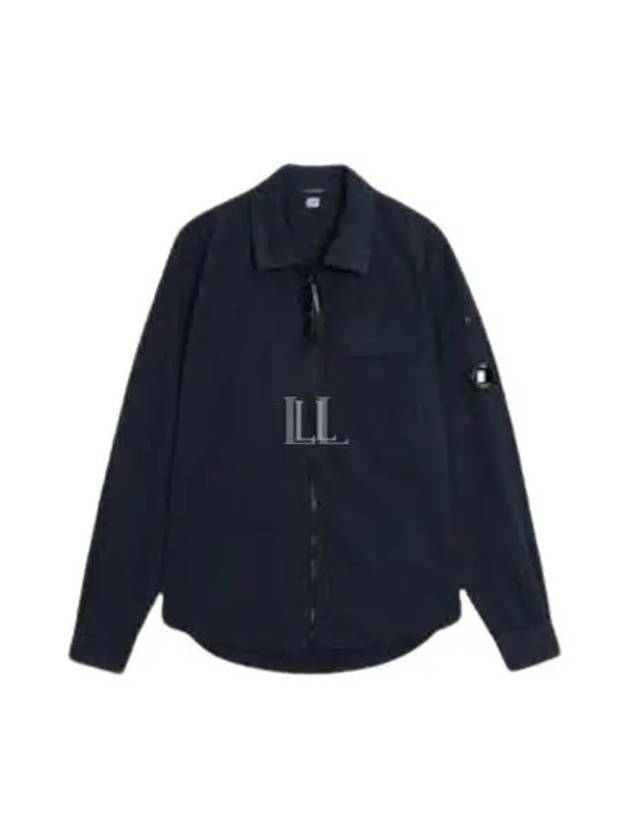 Oversized Organic Gabardine Long Sleeve Shirt Navy - CP COMPANY - BALAAN 2