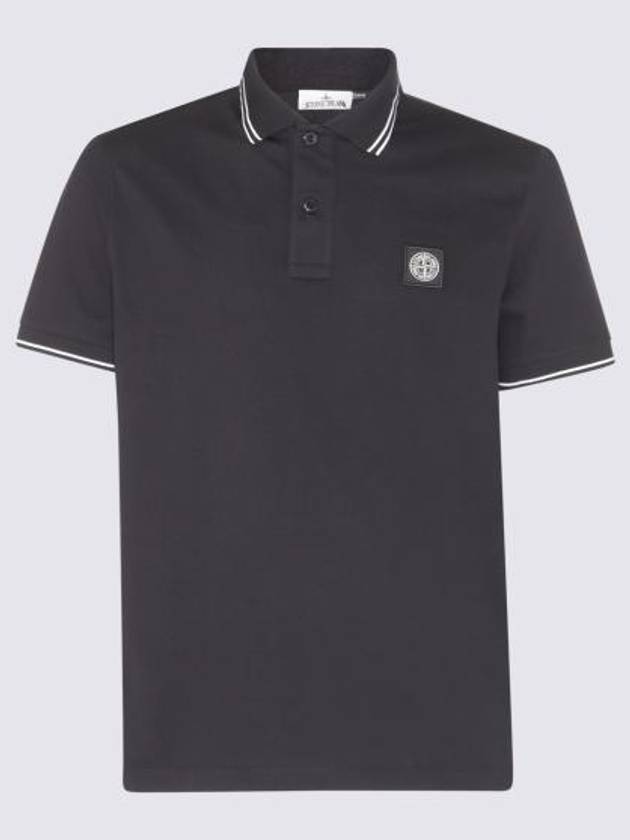 Stretch Cotton Pique Short Sleeve Polo Shirt Black - STONE ISLAND - BALAAN 2