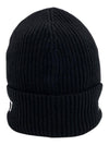 Logo Patch Born to Project Unisex Wool Beanie Black 3B00036 - MONCLER - BALAAN 5