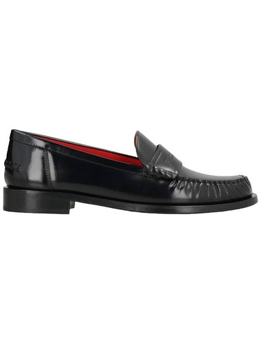 Logo Leather Loafers Black - SALVATORE FERRAGAMO - BALAAN 1