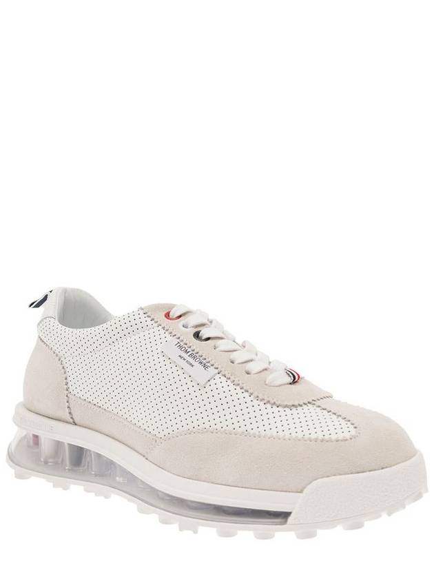 Women Vitello Calf Tech Runner Clear Sole Low Top Sneakers White - THOM BROWNE - BALAAN 3