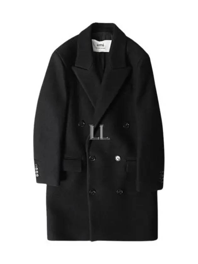 Wool Double Coat Black - AMI - BALAAN 2