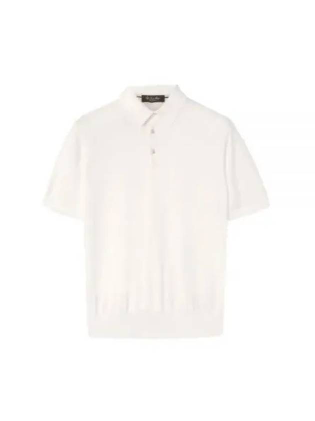 Men's MM Cotton Short Sleeve Polo Shirt White - LORO PIANA - BALAAN 2